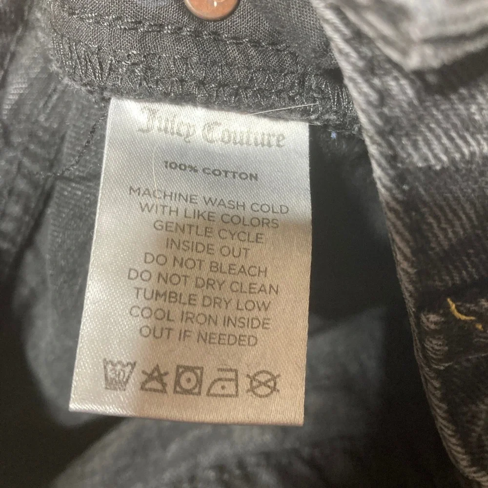 Juicy Couture Lunita Black Wash Denim Jeans High Rise Wide Leg‎ Raw Hem Size 24